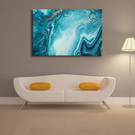 Aquatic Hues Abstract 1 Panel Canvas Wall Art Print