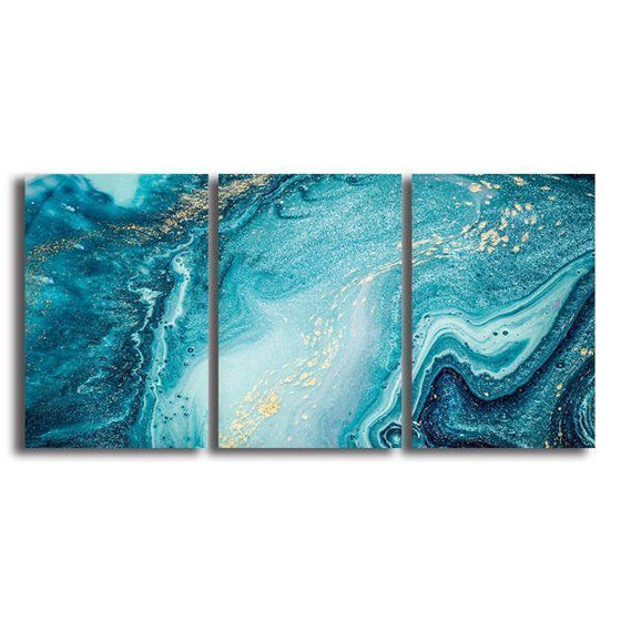 Aquatic Hues Abstract 3 Panels Canvas Wall Art