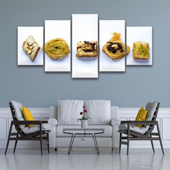 Arabic Pastries 5 Panels Canvas Wall Art Living Room