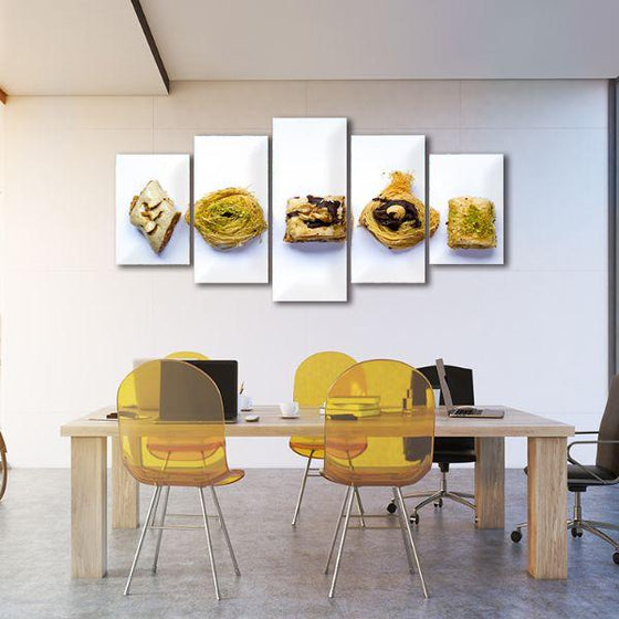 Arabic Pastries 5 Panels Canvas Wall Art Office