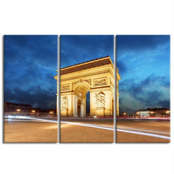 Arc De Triomphe In Paris 3-Panel Canvas Wall Art