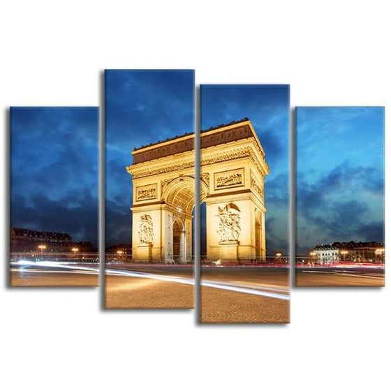 Arc De Triomphe In Paris 4-Panel Canvas Wall Art