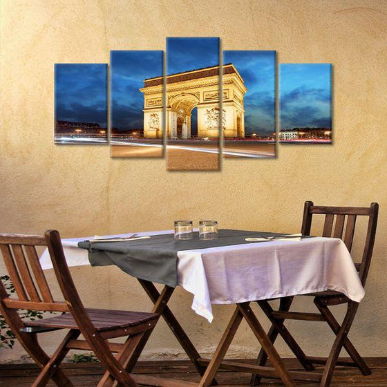 Arc De Triomphe In Paris 5-Panel Canvas Wall Art Dining Room