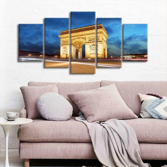 Arc De Triomphe In Paris 5-Panel Canvas Wall Art Living Room