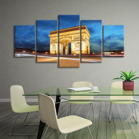 Arc De Triomphe In Paris 5-Panel Canvas Wall Art Office