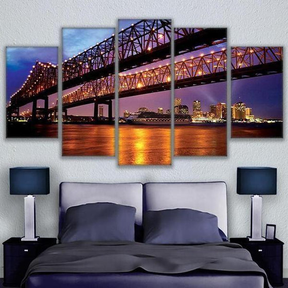 Crescent City Connection Bridge Canvas Wall Art Bedroom