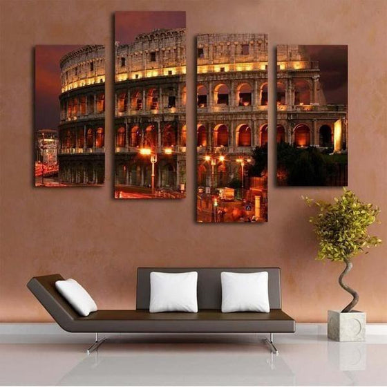 Flavian Amphitheatre At Night Canvas Wall Art Home Decor