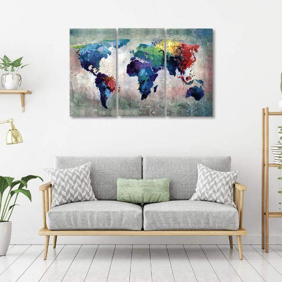 Artistic World Map Canvas Wall Art Decor