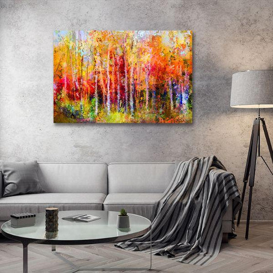 Aspen Trees Abstract Canvas Wall Art Living Room