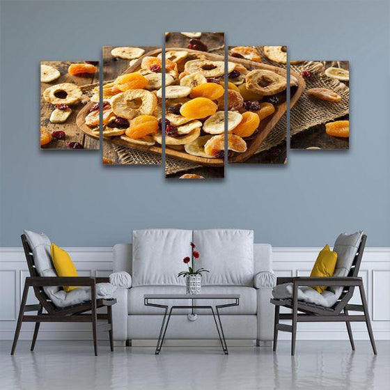 Assorted Dried Fruits 5 Panels Canvas Wall Art Living Room