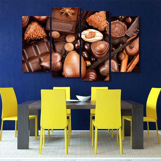 Assorted Fine Chocolates 4 Panels Canvas Wall Art Dining Room