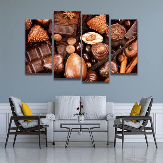 Assorted Fine Chocolates 4 Panels Canvas Wall Art Living Room