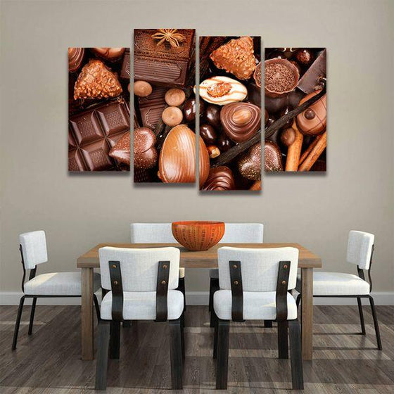 Assorted Fine Chocolates 4 Panels Canvas Wall Art Set