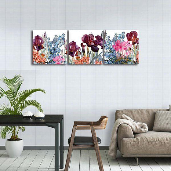 Assorted Colorful Flowers 3 Panels Canvas Wall Art Dining Room