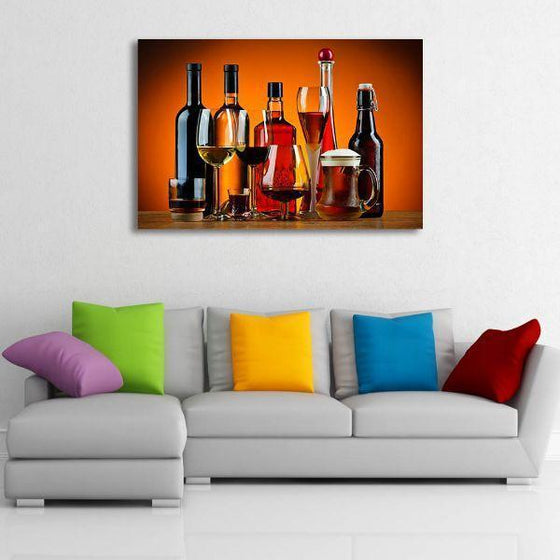 Assorted Liquor 1 Panel Canvas Wall Art Print