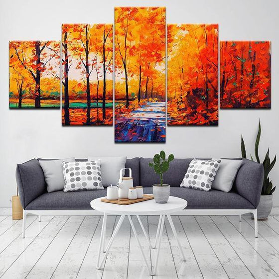 Autumn Trees Walk Way Wall Art Canvas
