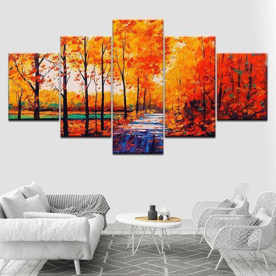 Autumn Trees Walk Way Wall Art Living Room
