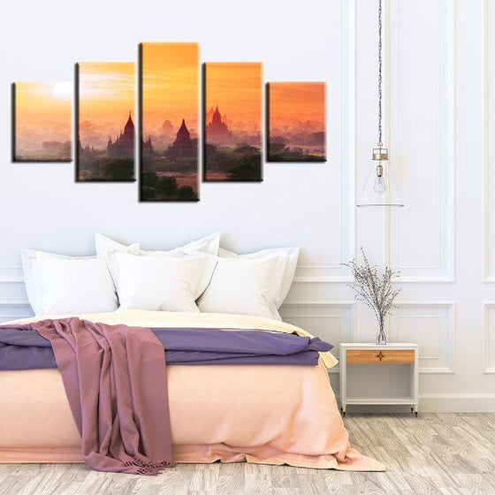 Bagan Historical Site 5 Panels Canvas Wall Art Print