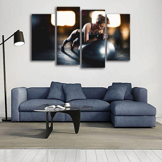 Lady Fitness Inspiration 4 Panels Canvas Wall Art Ideas