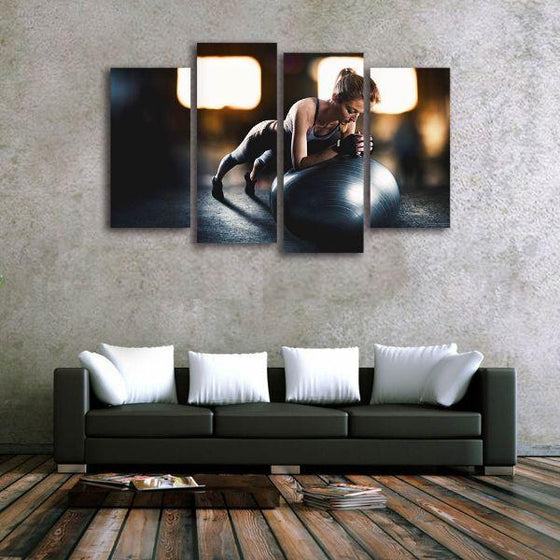 Lady Fitness Inspiration 4 Panels Canvas Wall Art Office
