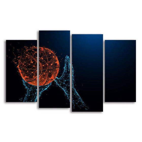 Contemporary Jump Shot 4 Panels Canvas Wall Art