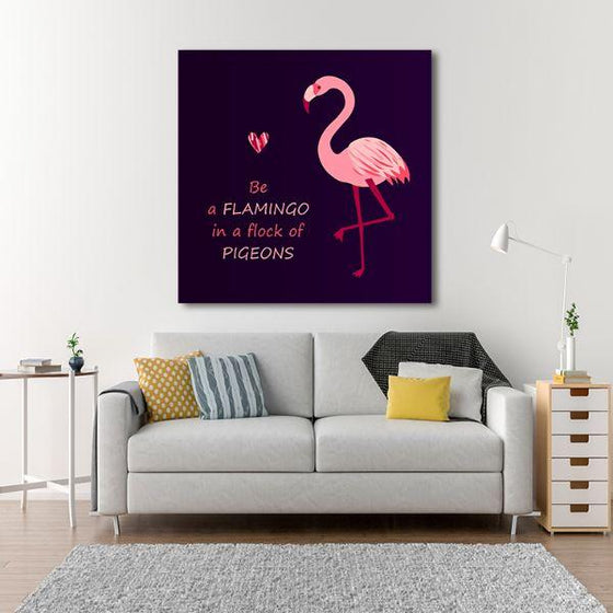 Be A Flamingo Quote Canvas Wall Art Living Room