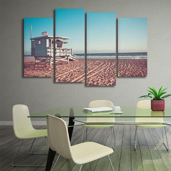 Beach Lifeguard Station In 4 Panels Canvas Wall Art Office