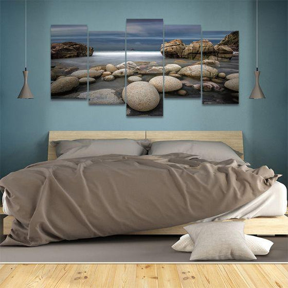 Beach Rocks 5-Panel Canvas Wall Art Bedroom