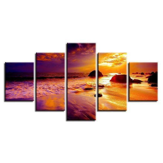 Beach Sunset Landscape View Canvas Wall Art