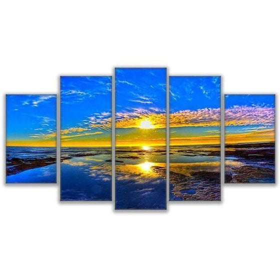 Beach Landscape & Sunset View Canvas Wall Art