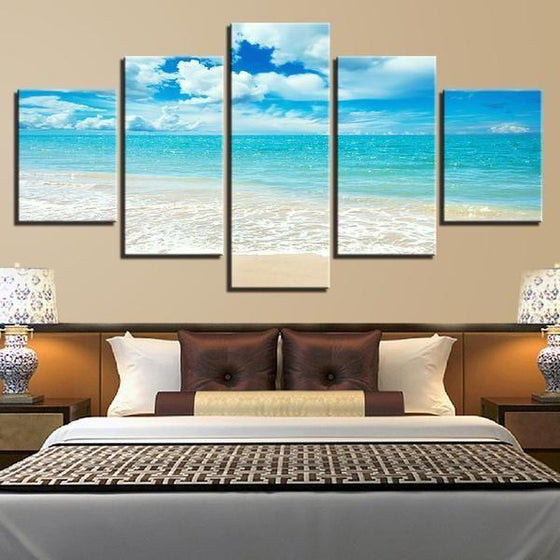 Calm Beach Waves Canvas Wall Art Bedroom