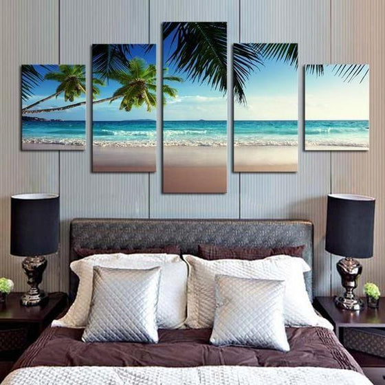 Coconut Trees At The Beach Canvas Wall Art Bedroom