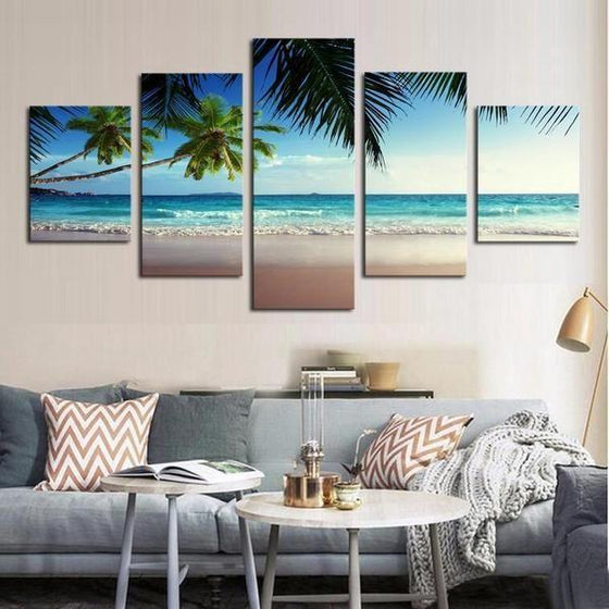 Coconut Trees At The Beach Canvas Wall Art Home Decor