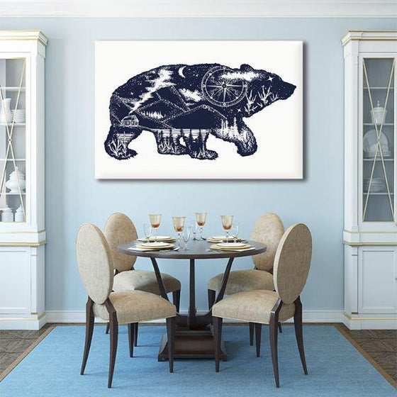 Bear Silhouette Canvas Wall Art Dining Room
