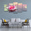 Beautiful Pink Waterlily 5 Panels Canvas Wall Art Living Room
