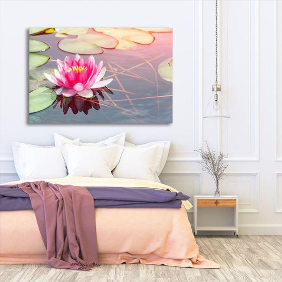Beautiful Pink Waterlily Canvas Wall Art Bedroom