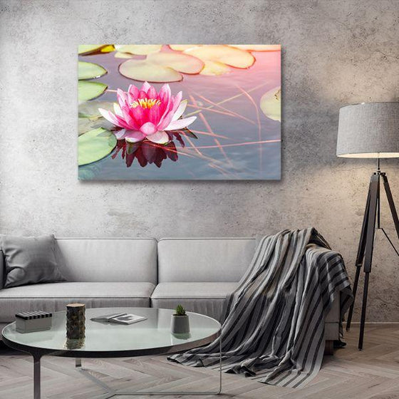 Beautiful Pink Waterlily Canvas Wall Art Living Room
