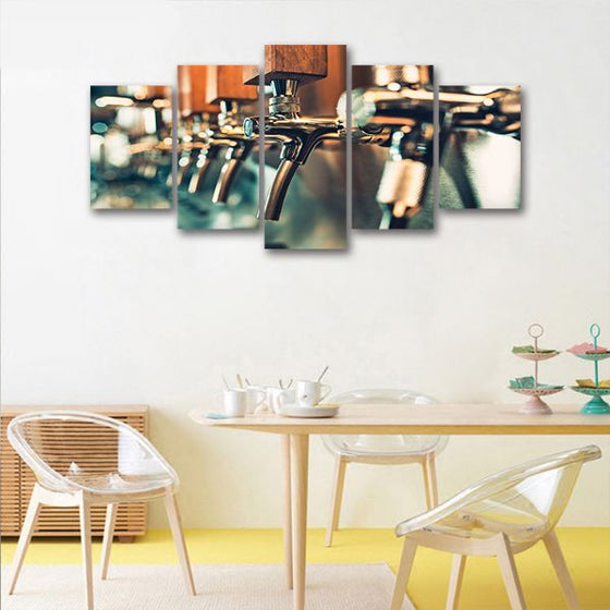 Colorful Beer Taps 5 Panels Canvas Wall Art Kitchen