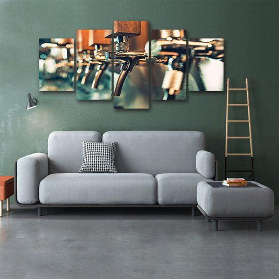 Colorful Beer Taps 5 Panels Canvas Wall Art Living Room