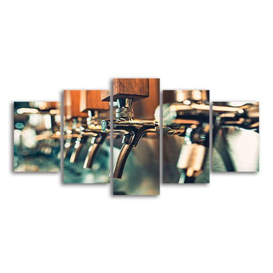 Colorful Beer Taps 5 Panels Canvas Wall Art
