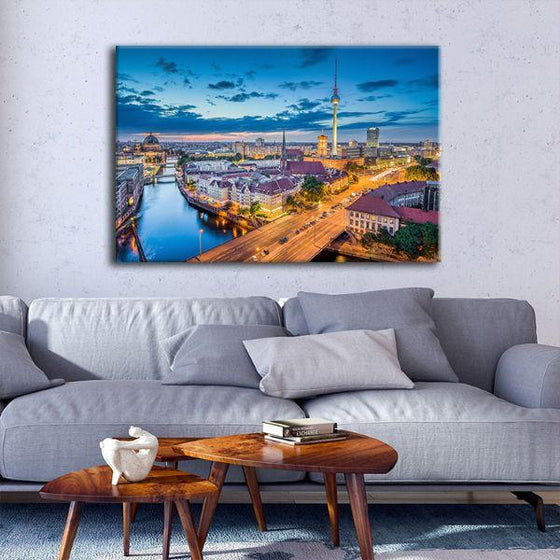 Berlin Skyline Sunset Canvas Wall Art Living Room