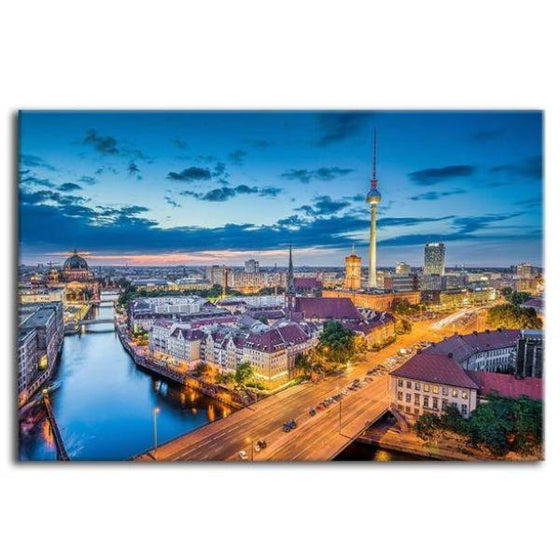 Berlin Skyline Sunset Canvas Wall Art