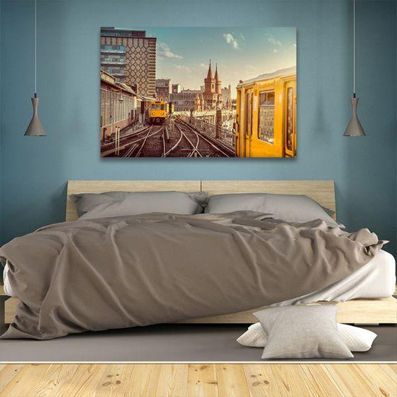 Vintage Train City England Canvas Wall Art Bedroom