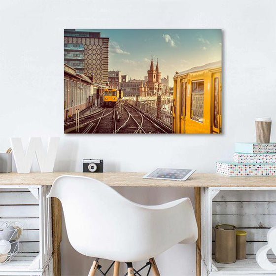 Vintage Train City England Canvas Wall Art Decor