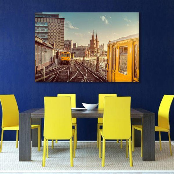 Vintage Train City England Canvas Wall Art Dining Room