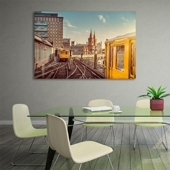 Vintage Train City England Canvas Wall Art Office