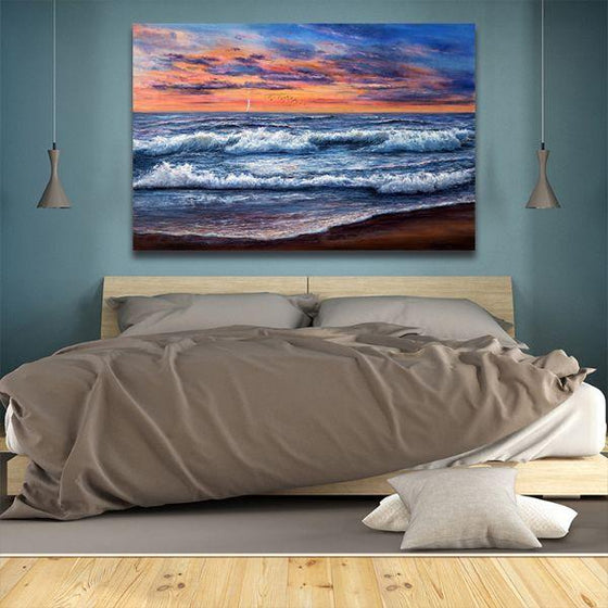 Best Sunset and Waves Canvas Wall Art Bedroom