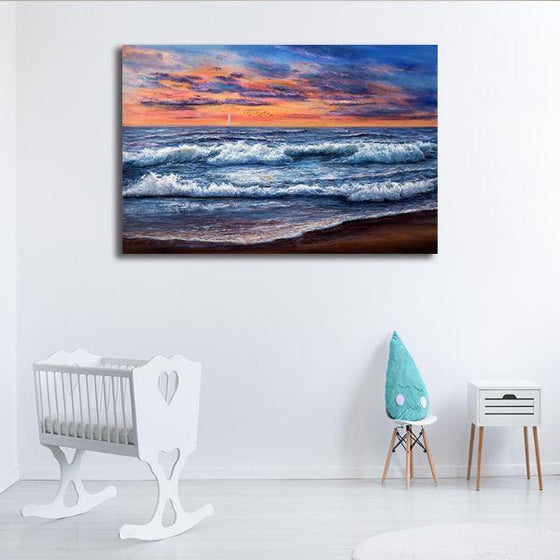 Best Sunset and Waves Canvas Wall Art Decor