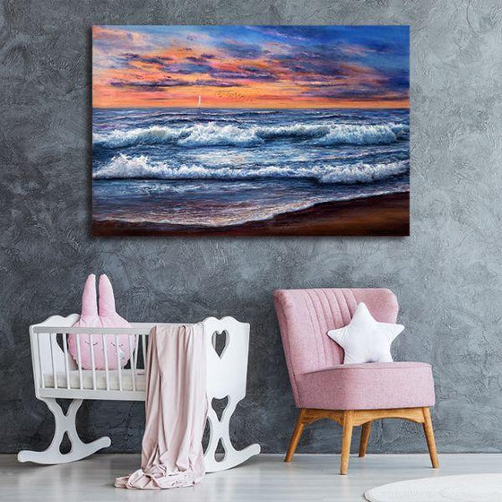 Best Sunset and Waves Canvas Wall Art Nursery