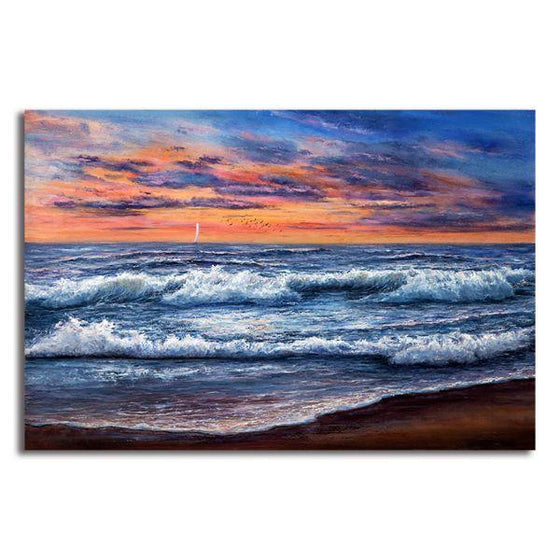 Best Sunset and Waves Canvas Wall Art